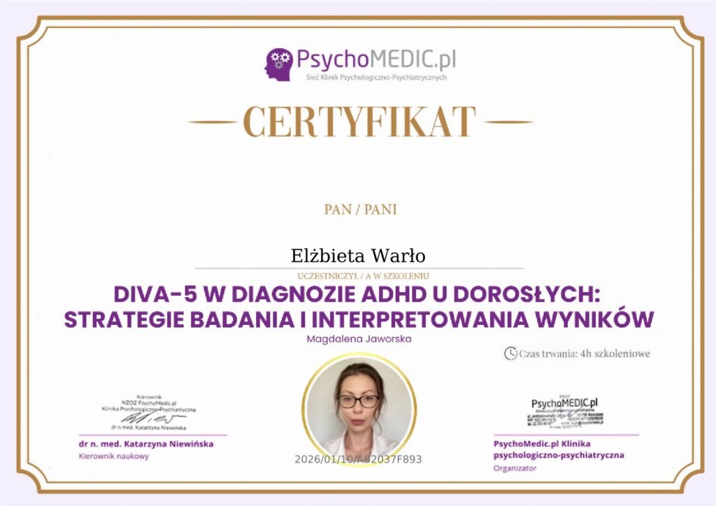 DIVA-5 w diagnozie ADHD u dorosłych
