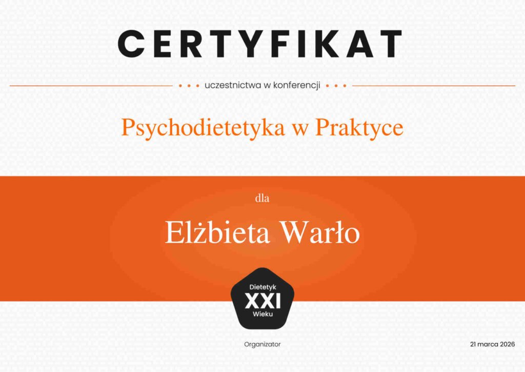 Konferencja Psychodietetyka w Praktyce 2026 - CERTYFIKAT